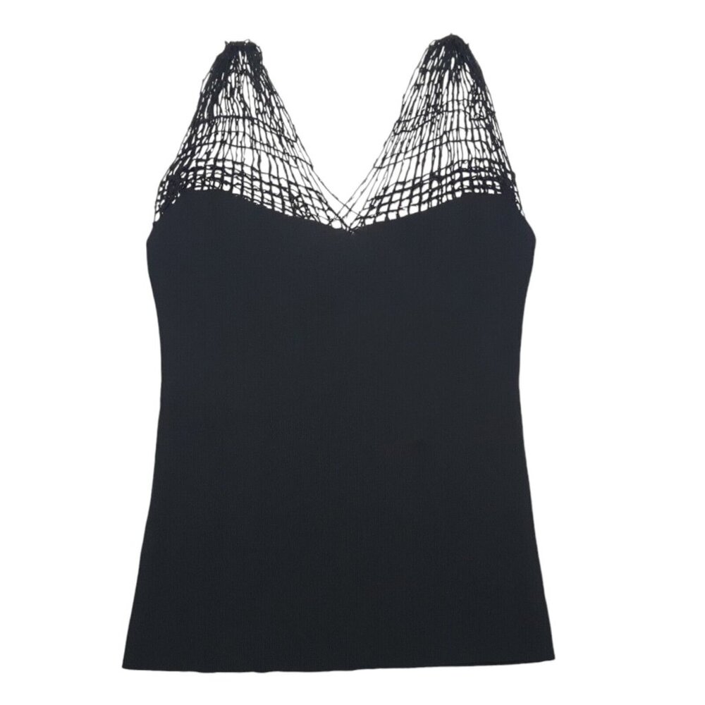 Swimn Sport Top Womens Small‎ Black Cover Up Ribbed Rayon Beach 29 in Chest